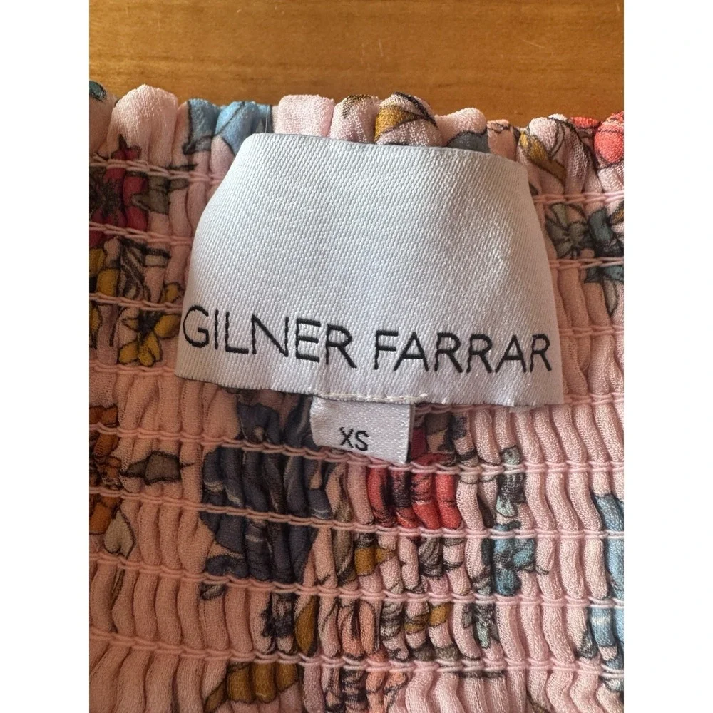 Gilner Farrar Pink Floral Mini Dress Off The Shoulder Ruffled Neckline Size XS‎